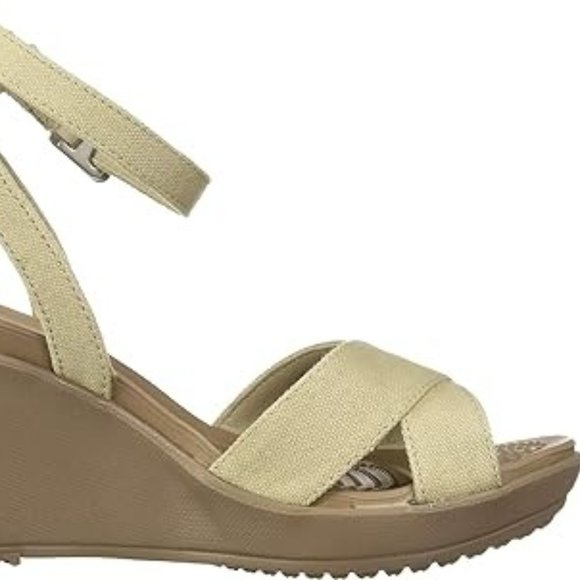 CROCS Shoes - Crocs Women's Leigh Adjustable Ankle Strap Wedge Comfort Sandal 9